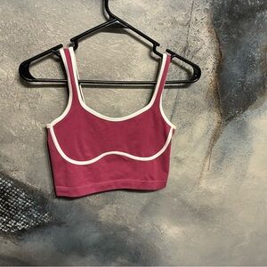 💥NEVER WORN💥 PINK SPORTS BRA WITH WHITE TRIM 🏋️ SIZE SMALL